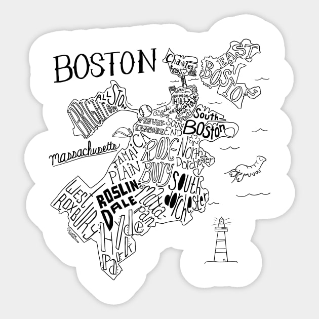 Boston Illustrated Map Sticker by Claire Lordon